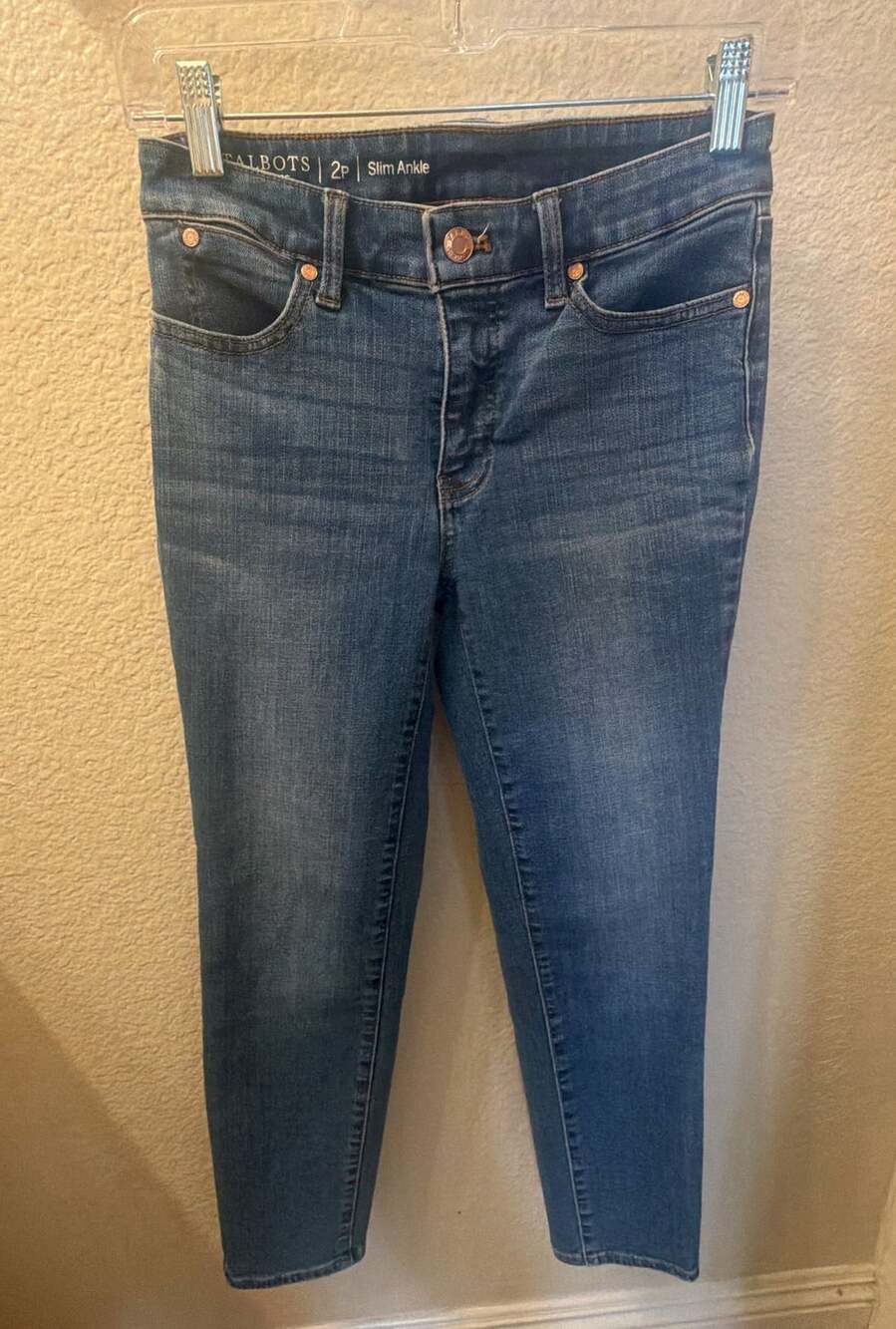 Talbots Flawless Slim Ankle Jeans Size 2P Blue Denim